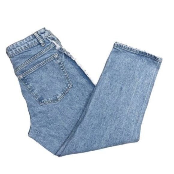 Topshop Bleached Raw-cut Hem Straight Jeans Hemmed to Cropped Size 30 - Picture 9 of 12